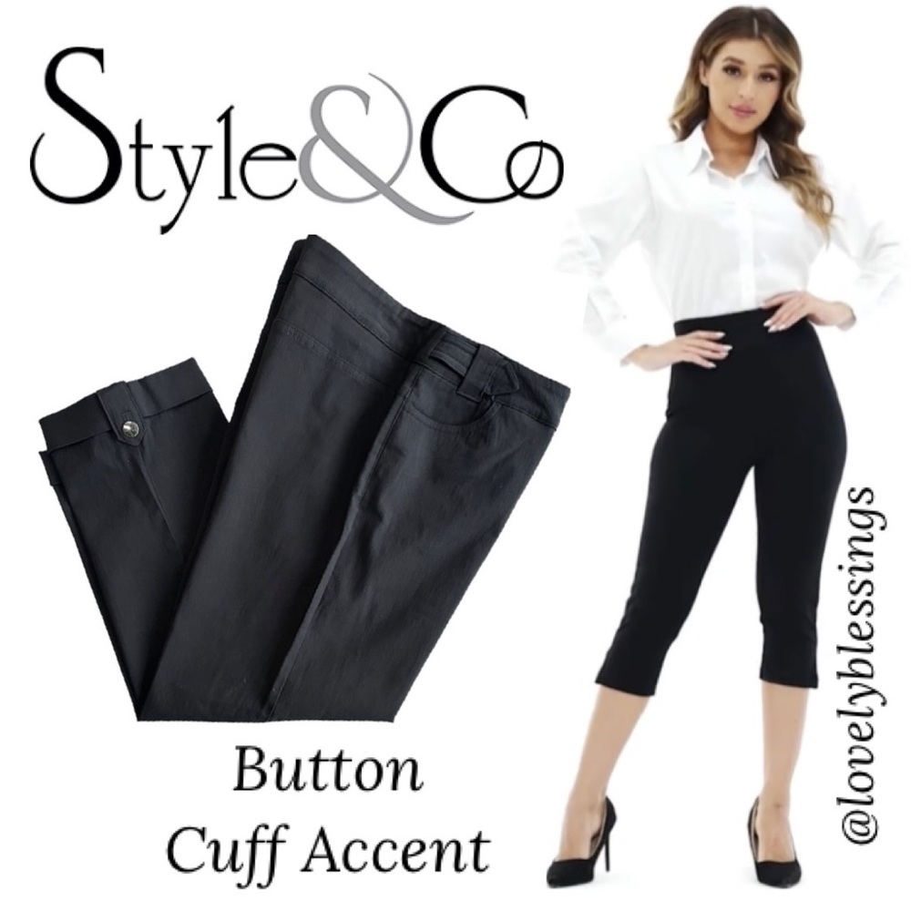 Cropped Cuffed Hem Black Dress Pants Dressy Black Crop Capri Pant Size 10